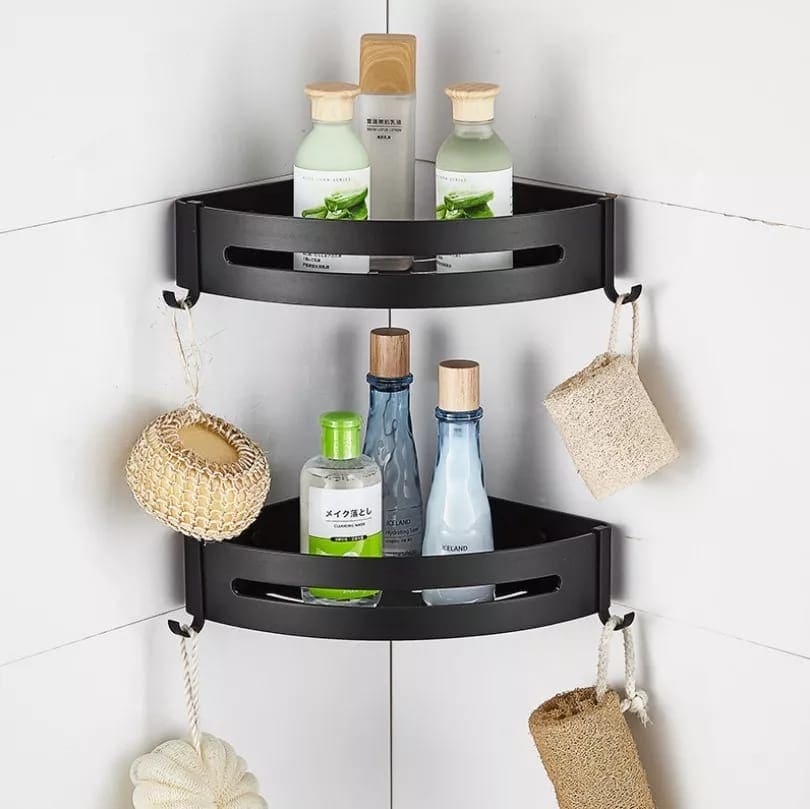 Black Metal Corner Bathroom Shelf Organizer, Shower Storage Rack, Wall Mounted Toilet Shampoo Holder, Wall Mounted Shower Organizer Black Metal Corner Bathroom Shelf Organizer, Shower Storage Rack, Wall Mounted Toilet Shampoo Holder, Wall Mounted Shower Organizer